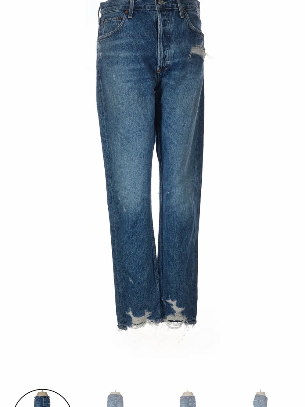 Agolde Vintage Blue Distressed Straight-Leg Jeans